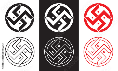Hindu holy swastika vector icon. isolated on white and black background. Vector illustration. EPS 10 