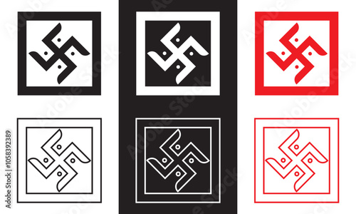 Hindu holy swastika vector icon. isolated on white and black background. Vector illustration. EPS 10 