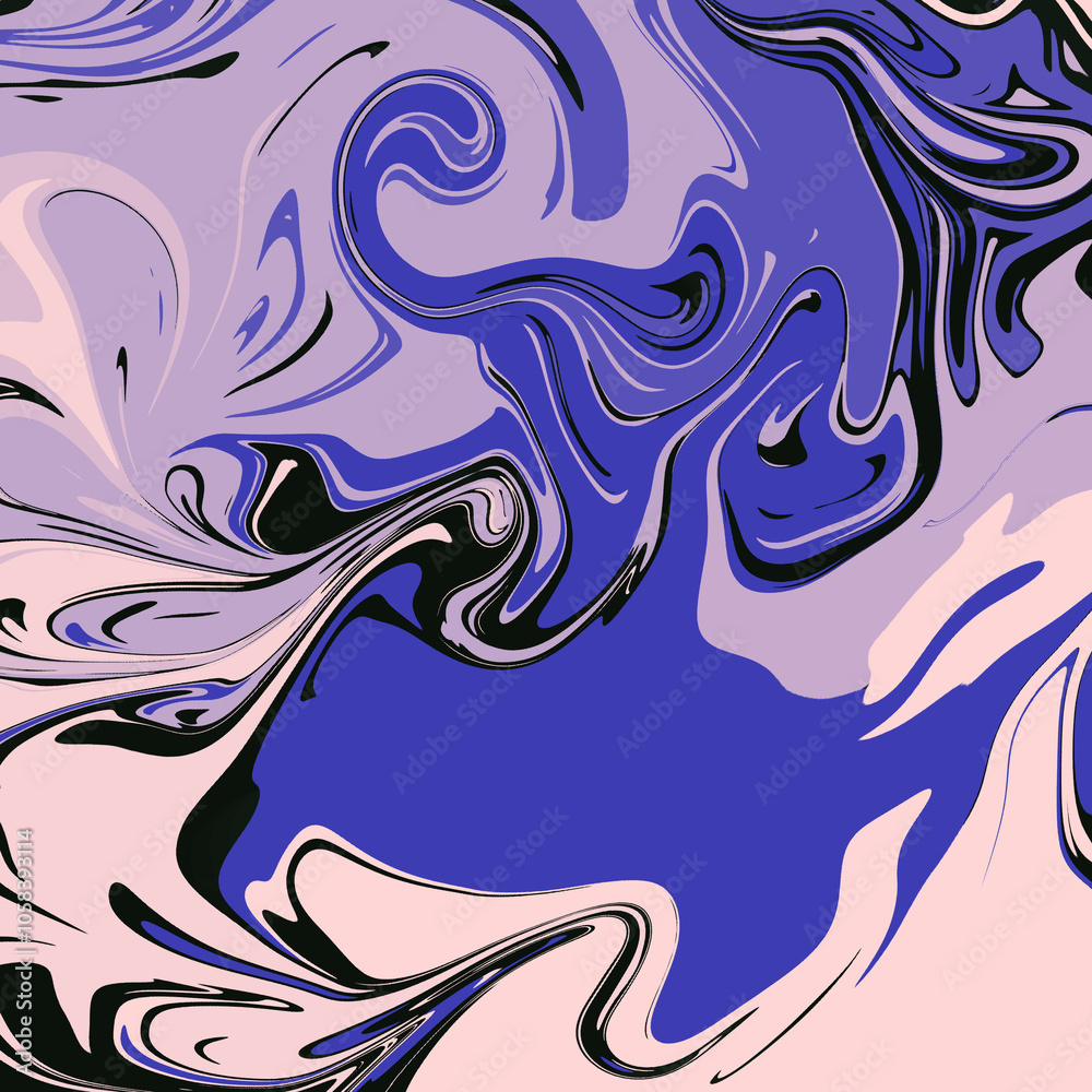 A painting swirling, fluid blue and purple color for blending color are abstract background A painting swirling, fluid blue and purple color for blending color are abstract background