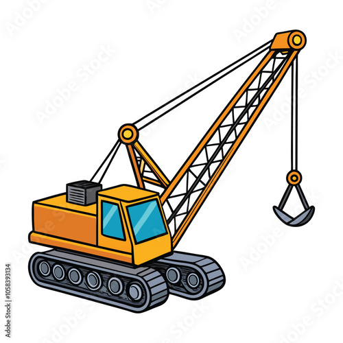 crawler cranes on white background