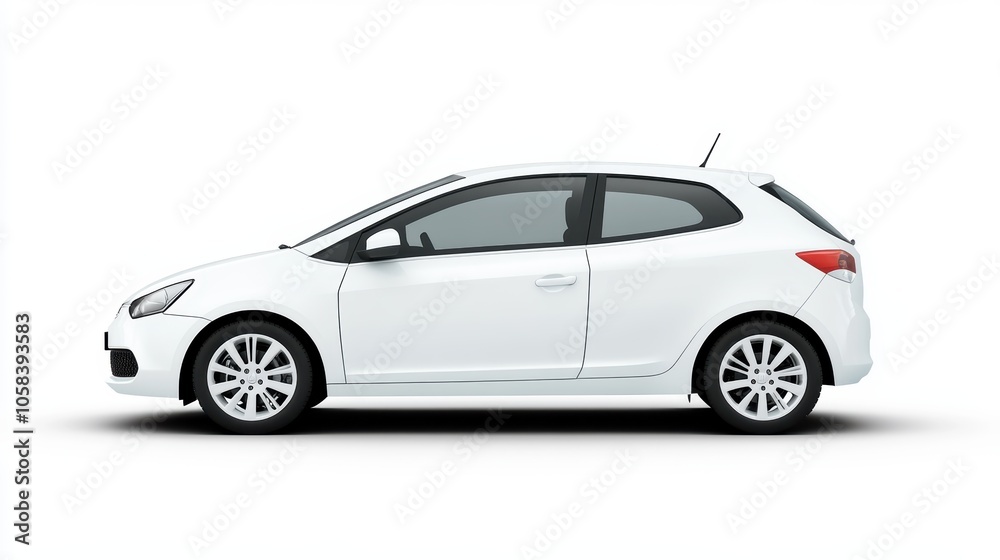 Hatchback white car isolated on white background Hatchback white car isolated on white background