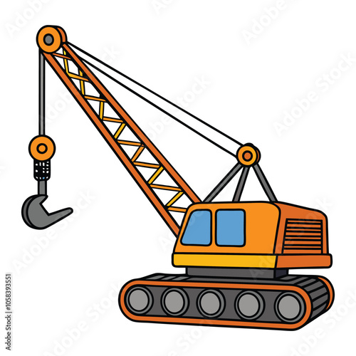 crawler cranes on white background