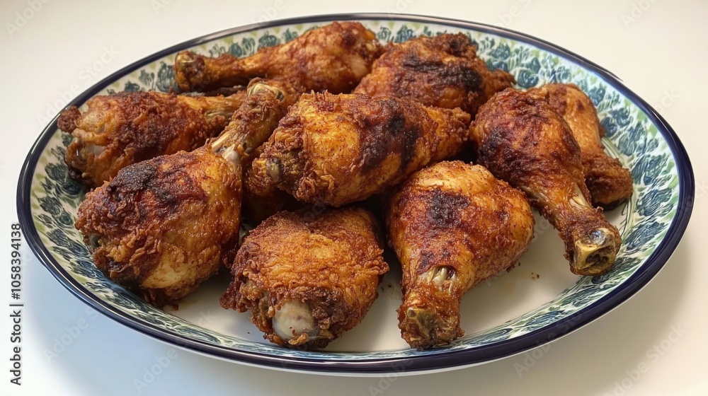 Crispy Fried Chicken on a Decorative Plate Crispy Fried Chicken on a Decorative Plate