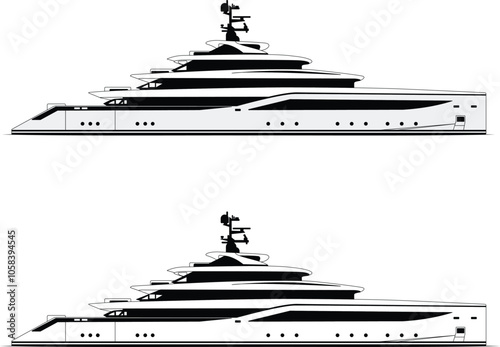 luxury yacht vector, line art illustration, one-color, yacht vector, high-quality line art illustration white, black, and color, Pro Vector, yacht vector free download.
