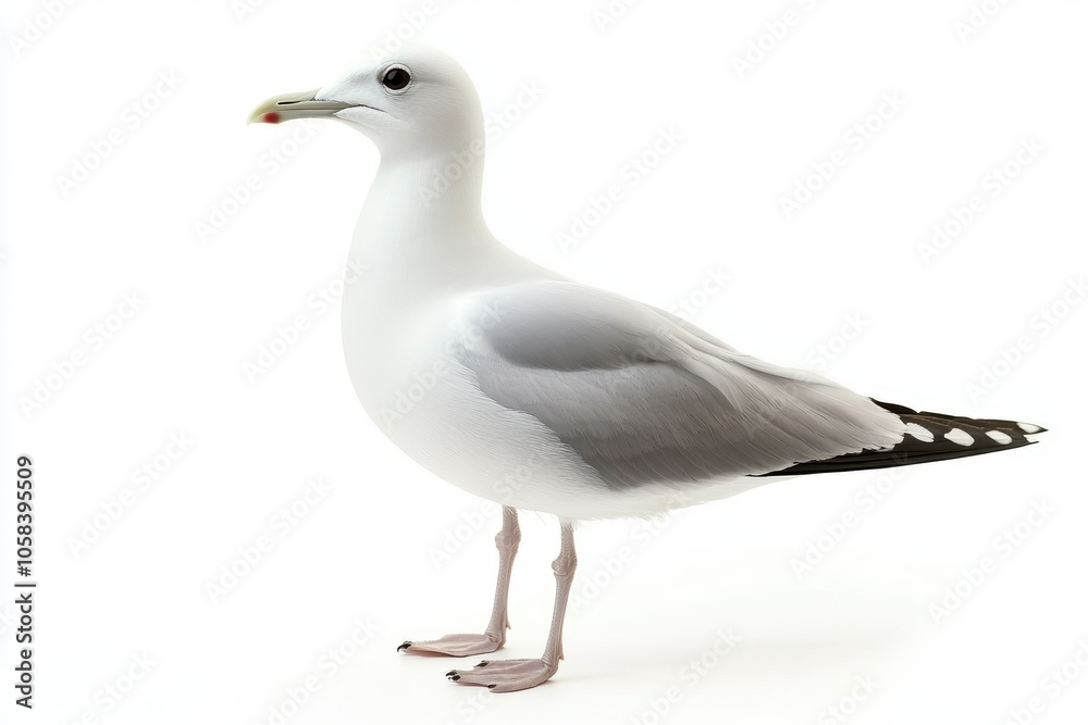 Natural white seagull isolated on a white background Natural white seagull isolated on a white background