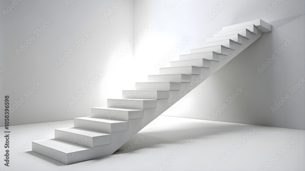 3D White Staircase Set Against Clean Background, Minimalist Isolated Stair Design
3D White Staircase Set Against Clean Background, Minimalist Isolated Stair Design