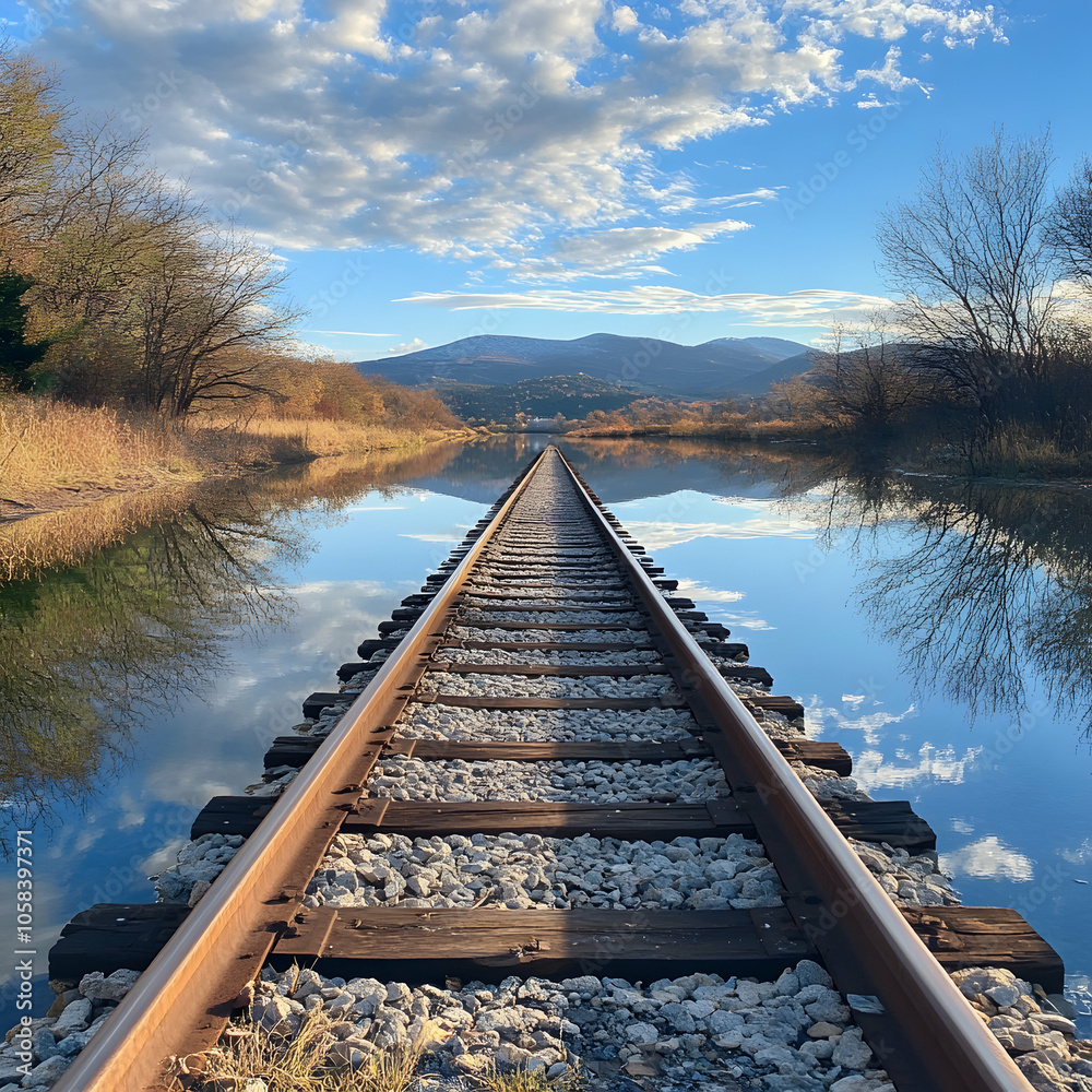 Naklejka premium railway bridge over the river