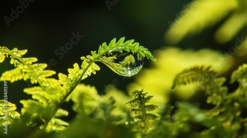 A Raindrop on a Fern