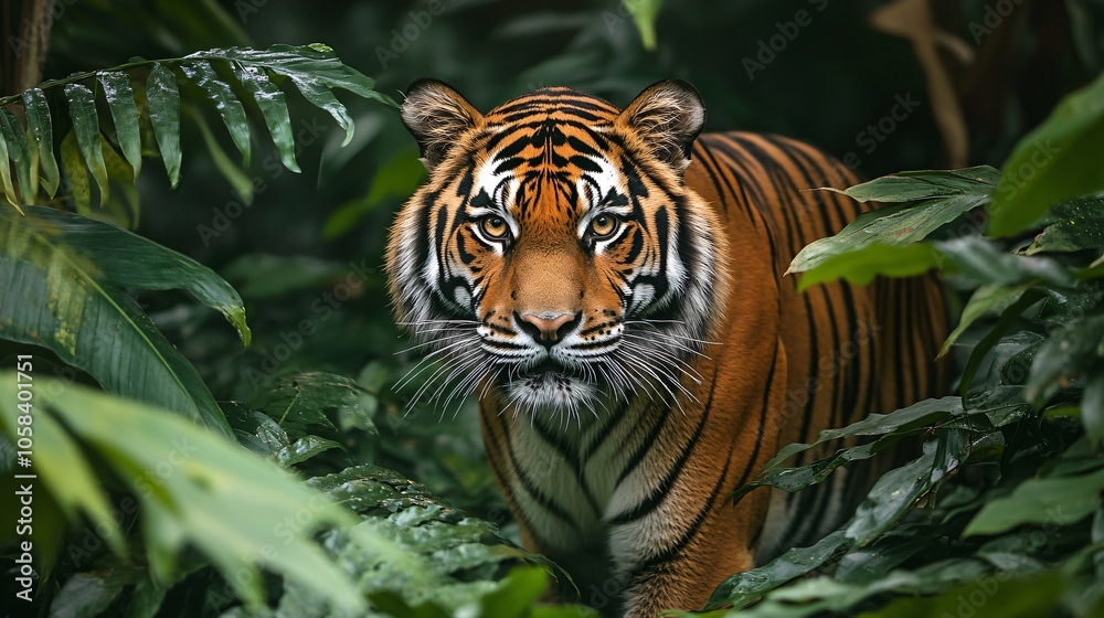 Majestic Tiger in Lush Green Foliage Majestic Tiger in Lush Green Foliage