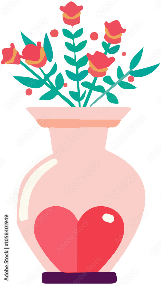 Beautiful Flowers in Vase Icon Vector Illustration Beautiful Flowers in Vase Icon Vector Illustration