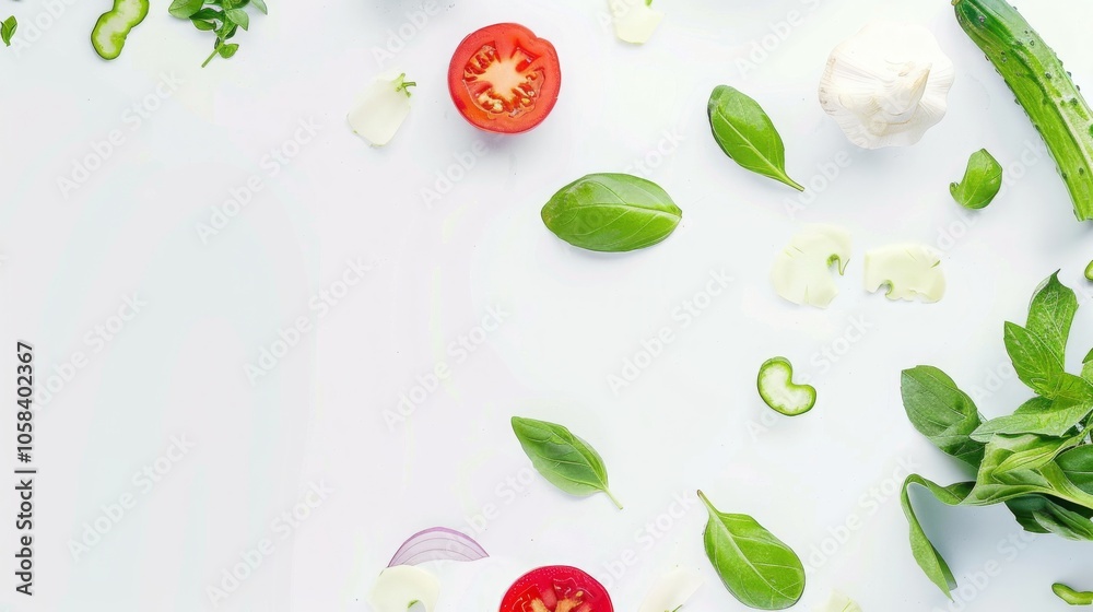 Fresh Vegetable Flat Lay on White Background, Top View with Copy Space for Text or Banner Design, Ideal for Food Concept and Healthy Lifestyle Promotion, High-Resolution Image for Commercial Use Fresh Vegetable Flat Lay on White Background, Top View with Copy Space for Text or Banner Design, Ideal for Food Concept and Healthy Lifestyle Promotion, High-Resolution Image for Commercial Use