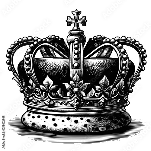 Ornate Imperial Crown with Jewels, Royal Insignia