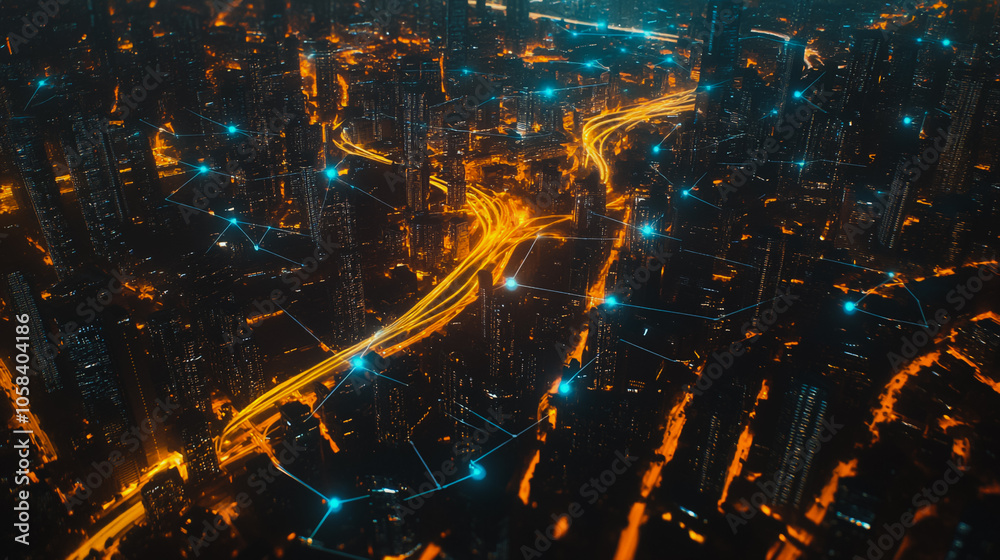 Obraz premium abstract professional business team people innovation connection of line from nail node to node on map background , networking concept