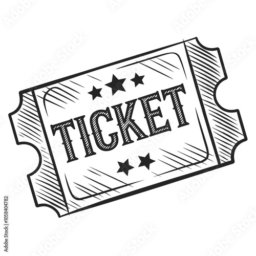 Admission Ticket Vector Art, Monochrome, Event Entry Pass