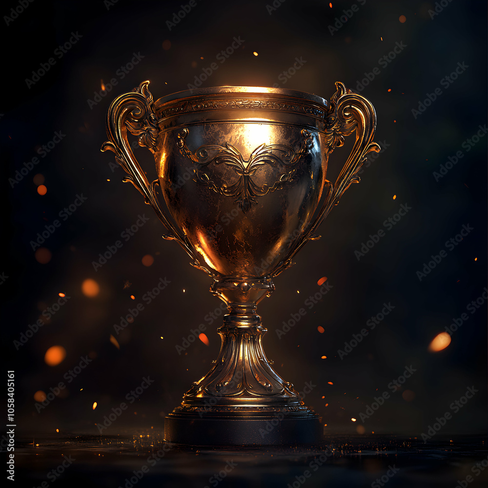 gold cup on a dark background gold cup on a dark background