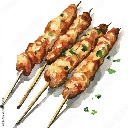 satay watercolor clipart illustration 