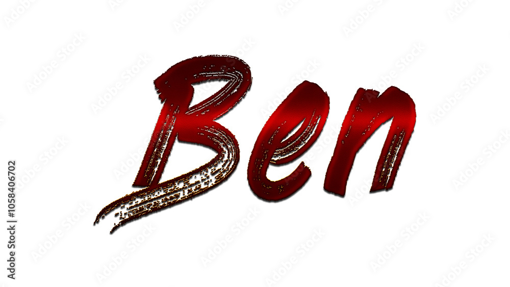 3D blood red design of French name Ben on white background. 3D blood red design of French name Ben on white background.