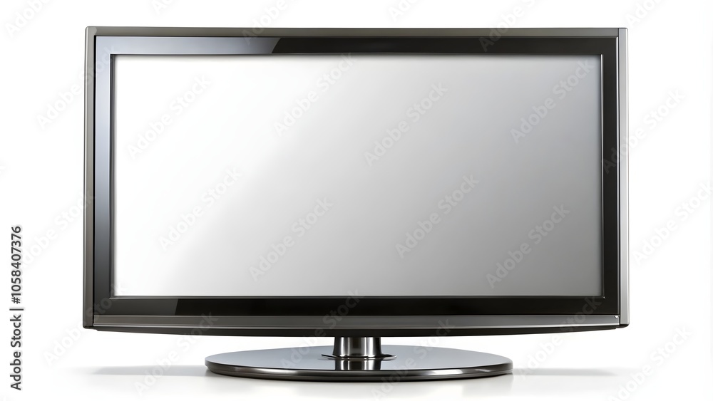 Realistic LCD TV Displaying a Blank Screen on White Background Realistic LCD TV Displaying a Blank Screen on White Background