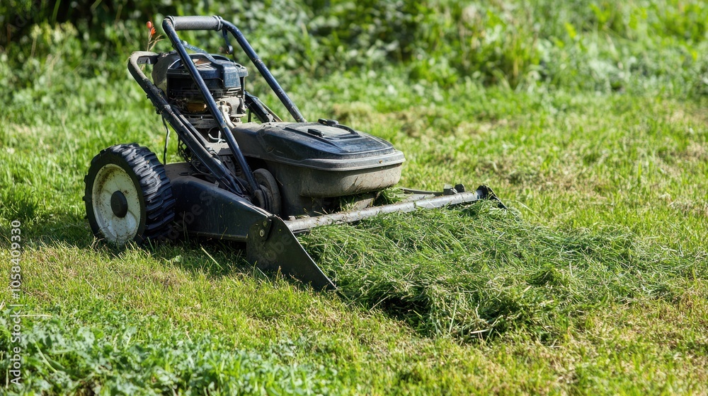 Fototapeta premium Lawn Mower Cutting Grass