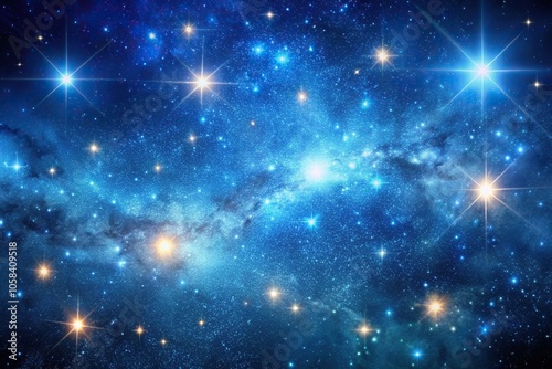 Vast expanse of stars and galaxies in a deep blue background, black hole, star clusters, nebula, stars