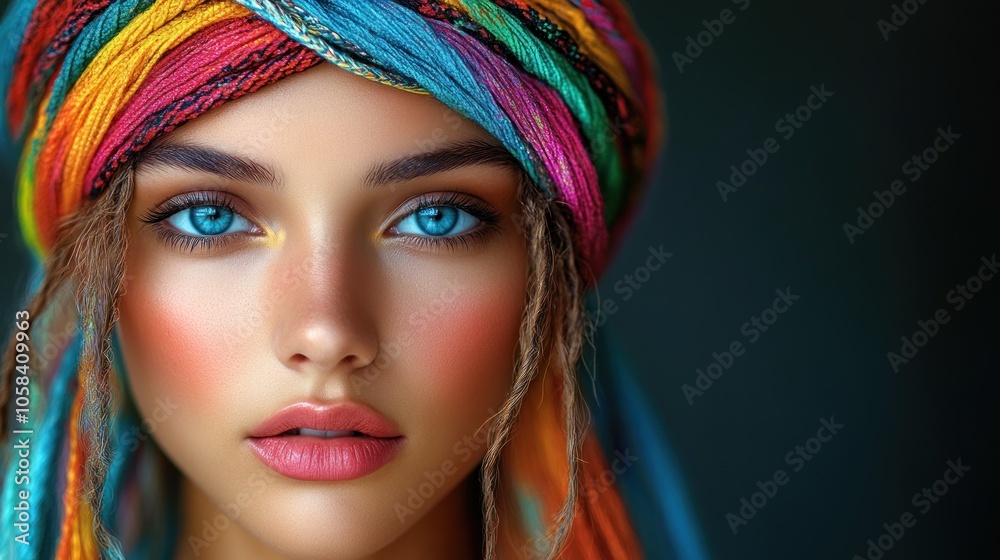 Beautiful Woman with Colorful Headscarf Beautiful Woman with Colorful Headscarf