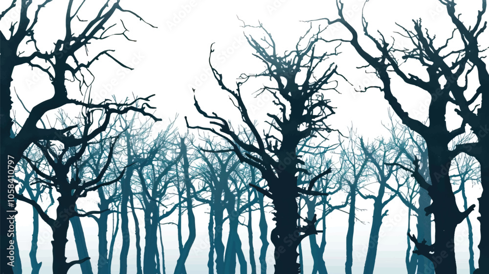 Fototapeta premium A forest of bare winter trees. silhouette illustration