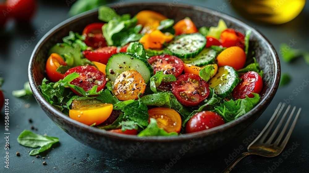Colorful Fresh Salad Bowl with Vibrant Vegetables Colorful Fresh Salad Bowl with Vibrant Vegetables