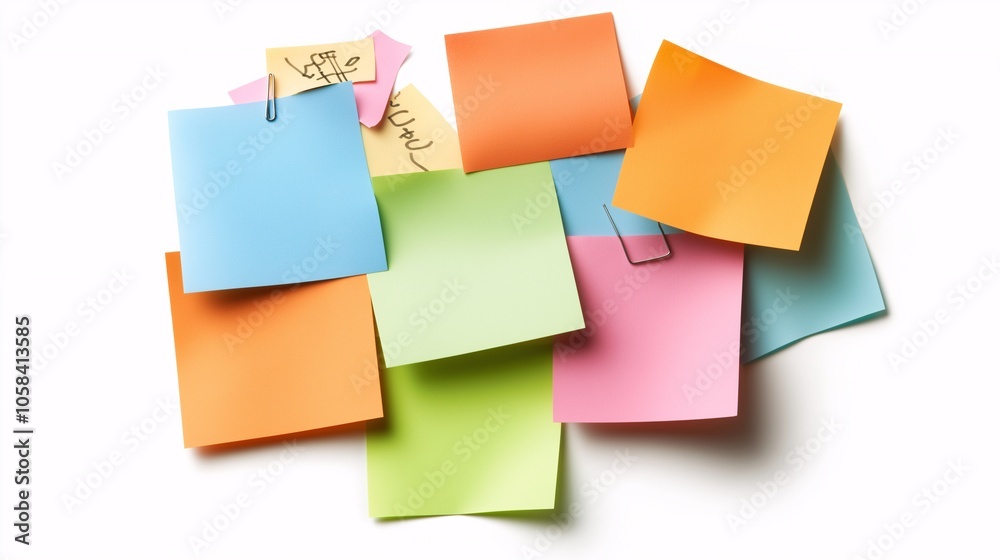 Fototapeta premium Colorful Sticky Notes on White Background