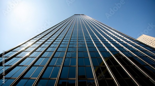 Modern Glass Skyscraper Under Clear Blue Sky