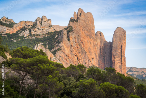 Mallos of Riglos, a Rock formation in Spain, located in the municipality of Las Peñas de Riglos, in the Hoya de Huesca comarca, in Aragon, Spain