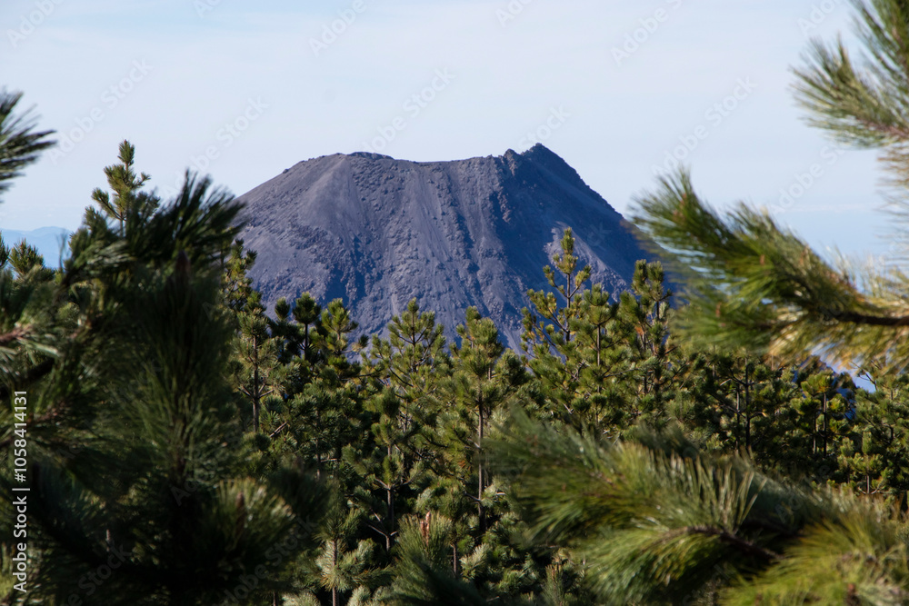 Cima de el volcán de Colima visto desde los bosques de el Nevado
