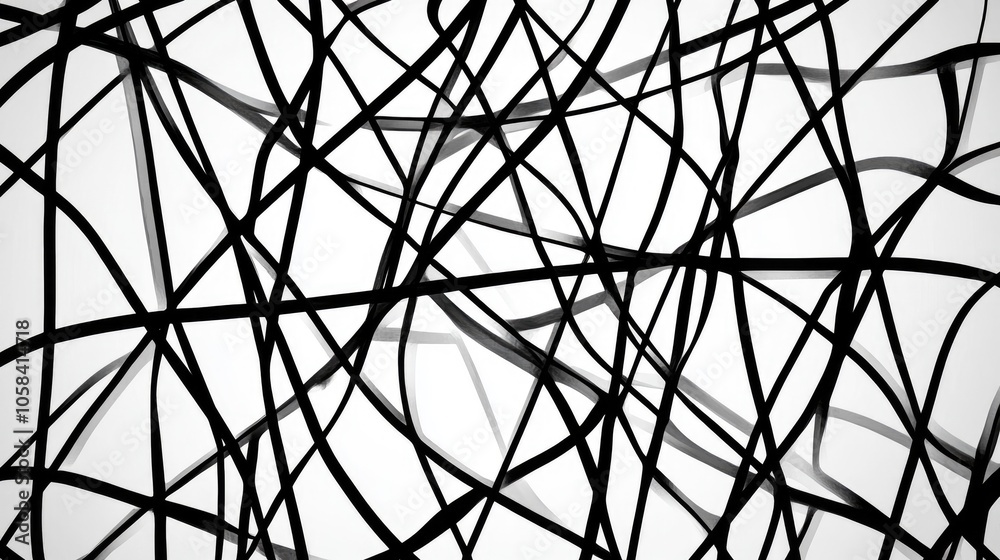 Abstract Black Line Art on White Background
