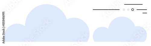 Soft blue cloud shapes with thin black directional lines suggesting wind movement. Ideal for weather forecasts, meteorology apps, environmental themes, climate change presentations, educational