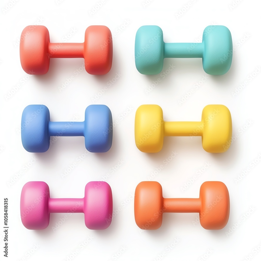 Colorful lightweight dumbbells on white isolate background. Colorful lightweight dumbbells on white isolate background.