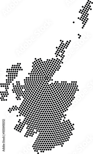 black and white dots Scotland map