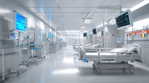 Hospital Corridor with Medical Equipment