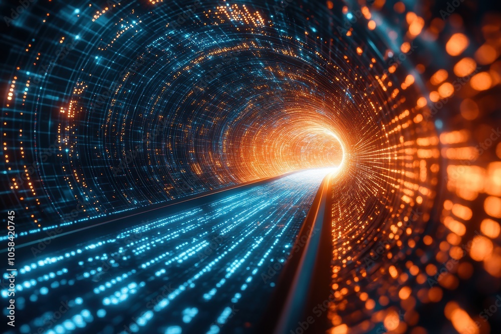 An abstract visualization of a digital data stream, with countless lines of code or data points An abstract visualization of a digital data stream, with countless lines of code or data points