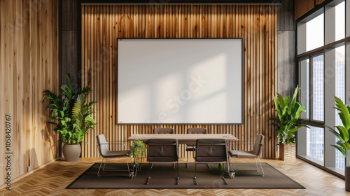 3D Modern office Frame mockup layout design furniture décor space inspiration