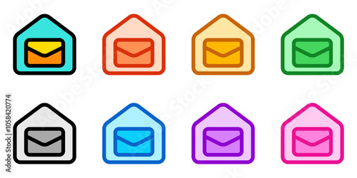 Editable home mail, mailing address, email vector icon. Remote work, job, profession, freelance. Part of a big icon set family. Perfect for web and app interfaces, presentations, infographics, etc