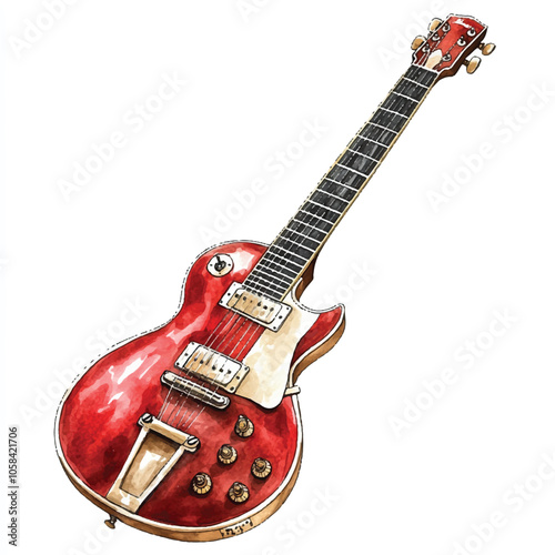 lectric guitar watercolor clipart illustration