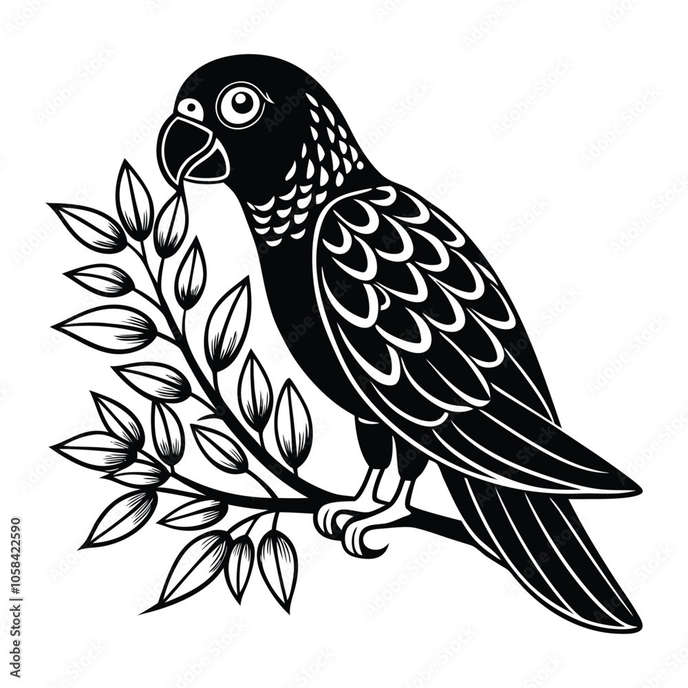 Obraz premium a love bird is tree food eating silhouette