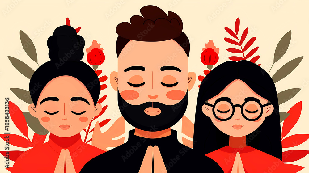 Mindfulness, gratitude, and love in vector art, gratitude, minimal illustration Mindfulness, gratitude, and love in vector art, gratitude, minimal illustration