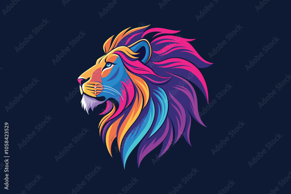 Fototapeta premium Vibrant Multicolor Lion Profile Bold and Majestic Illustration 6.eps
