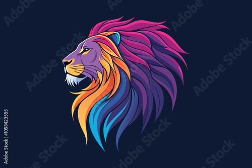 Vibrant Multicolor Lion Profile  Bold and Majestic Illustration 2.eps