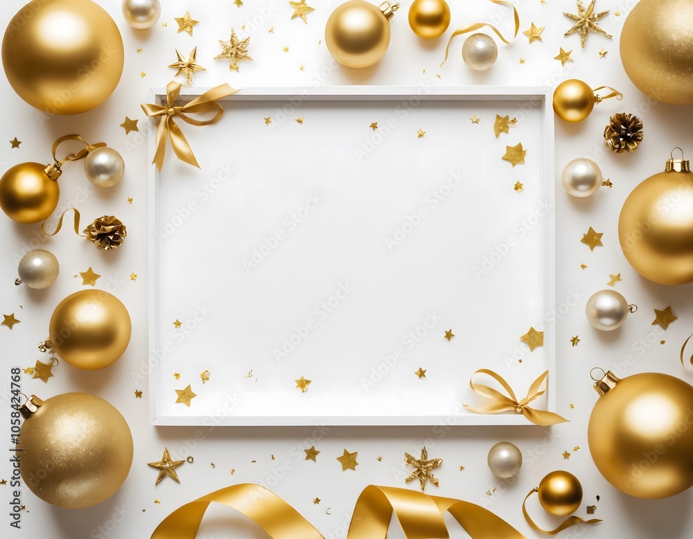 Fototapeta premium festive flat lay with golden ornaments