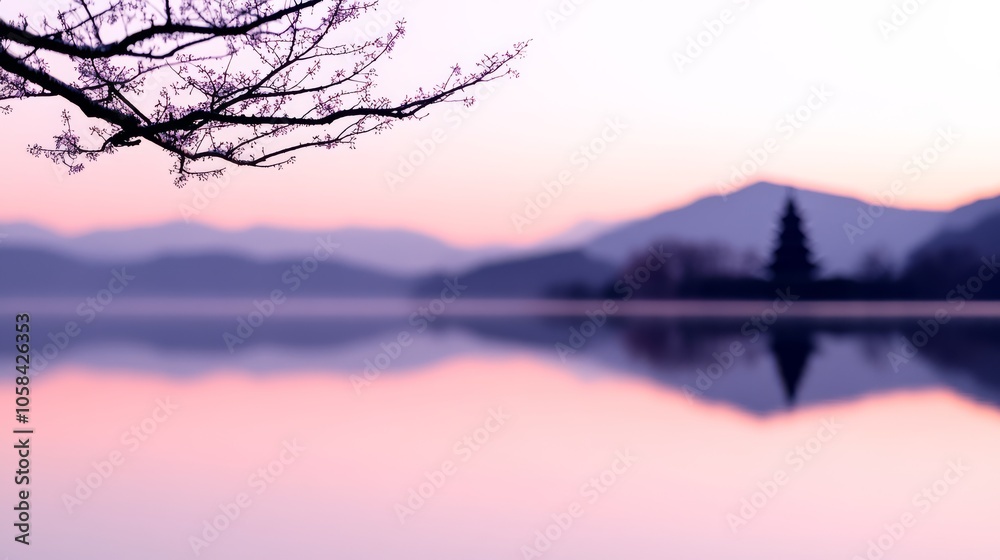 A serene landscape of a Japanese zen garden at twilight with a pond reflecting cherry blossoms and a distant pagoda. A serene landscape of a Japanese zen garden at twilight with a pond reflecting cherry blossoms and a distant pagoda.