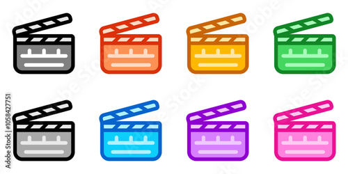 Editable clapperboard, film production, action, scene vector icon. Movie, cinema, entertainment. Part of a big icon set family. Perfect for web and app interfaces, presentations, infographics, etc