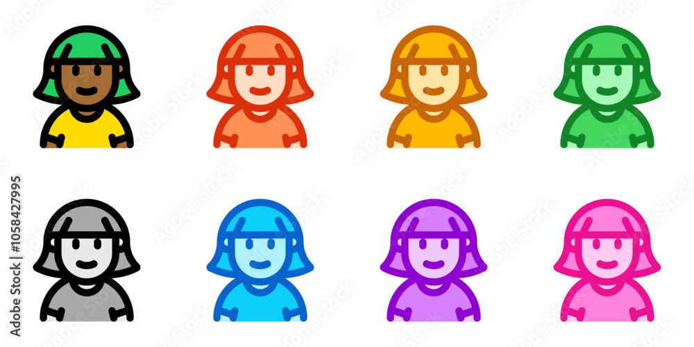 Editable woman with bob haircut avatar vector icon. User, profile, identity, persona. Part of a big icon set family. Perfect for web and app interfaces, presentations, infographics, etc Editable woman with bob haircut avatar vector icon. User, profile, identity, persona. Part of a big icon set family. Perfect for web and app interfaces, presentations, infographics, etc