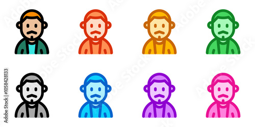 Editable man with buzz haircut and mustache avatar vector icon. User, profile, identity, persona. Part of a big icon set family. Perfect for web and app interfaces, presentations, infographics, etc