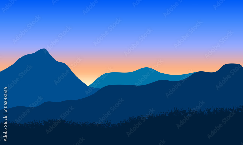 Obraz premium illustration of mountain scenery at dawn